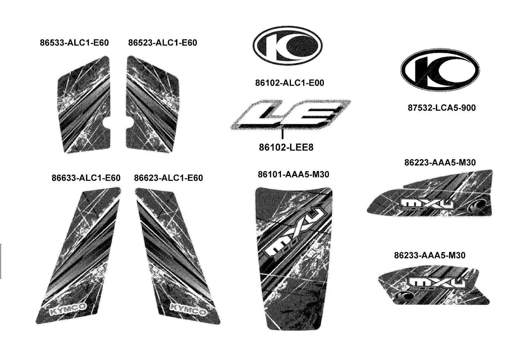 KYMCO MXU 500i (2013+) Emblem and Stripe parts diagram