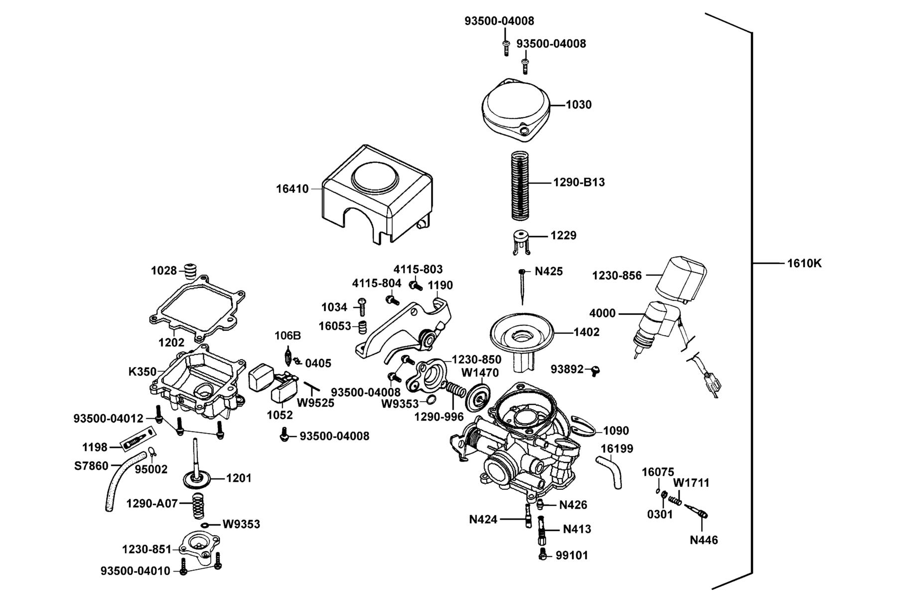 KYMCO Sento 50 (2009-2012) Carburetor parts diagram