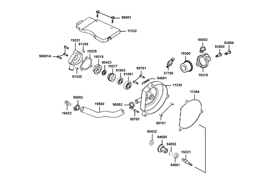 E01 Water Pump parts diagram