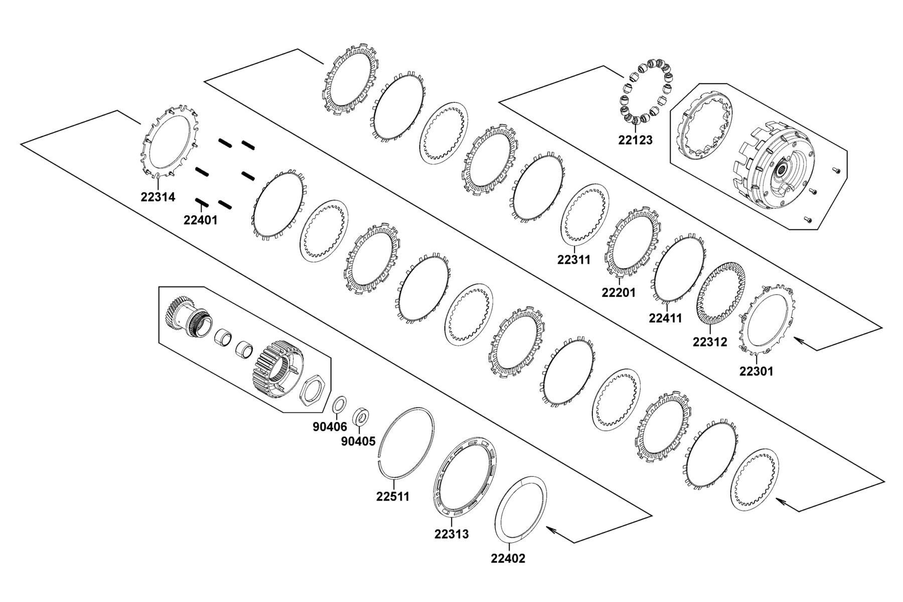 AK550 ST Spare Kits Of Clutch parts diagram