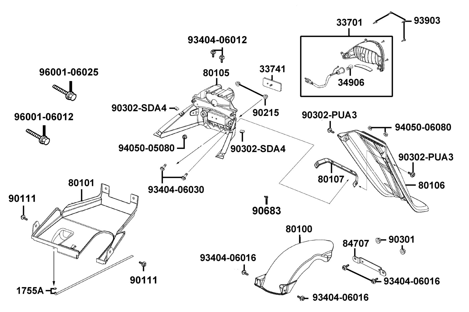 Agility 50(2020) Tail Light parts diagram