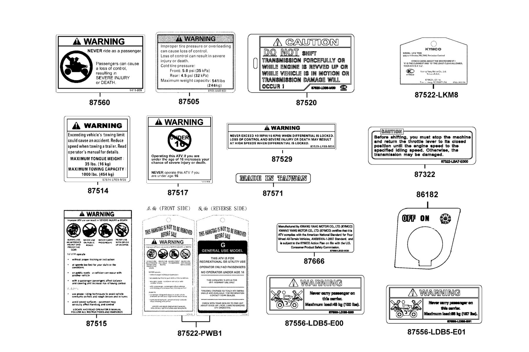 MXU 700i (2017~) Caution Label parts diagram