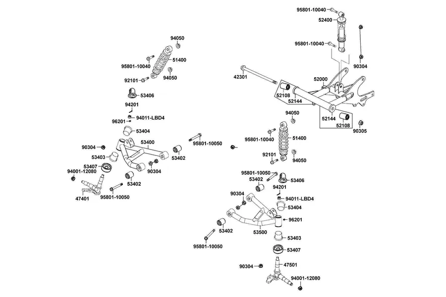 F15 Cushion and Swing Arm parts diagram