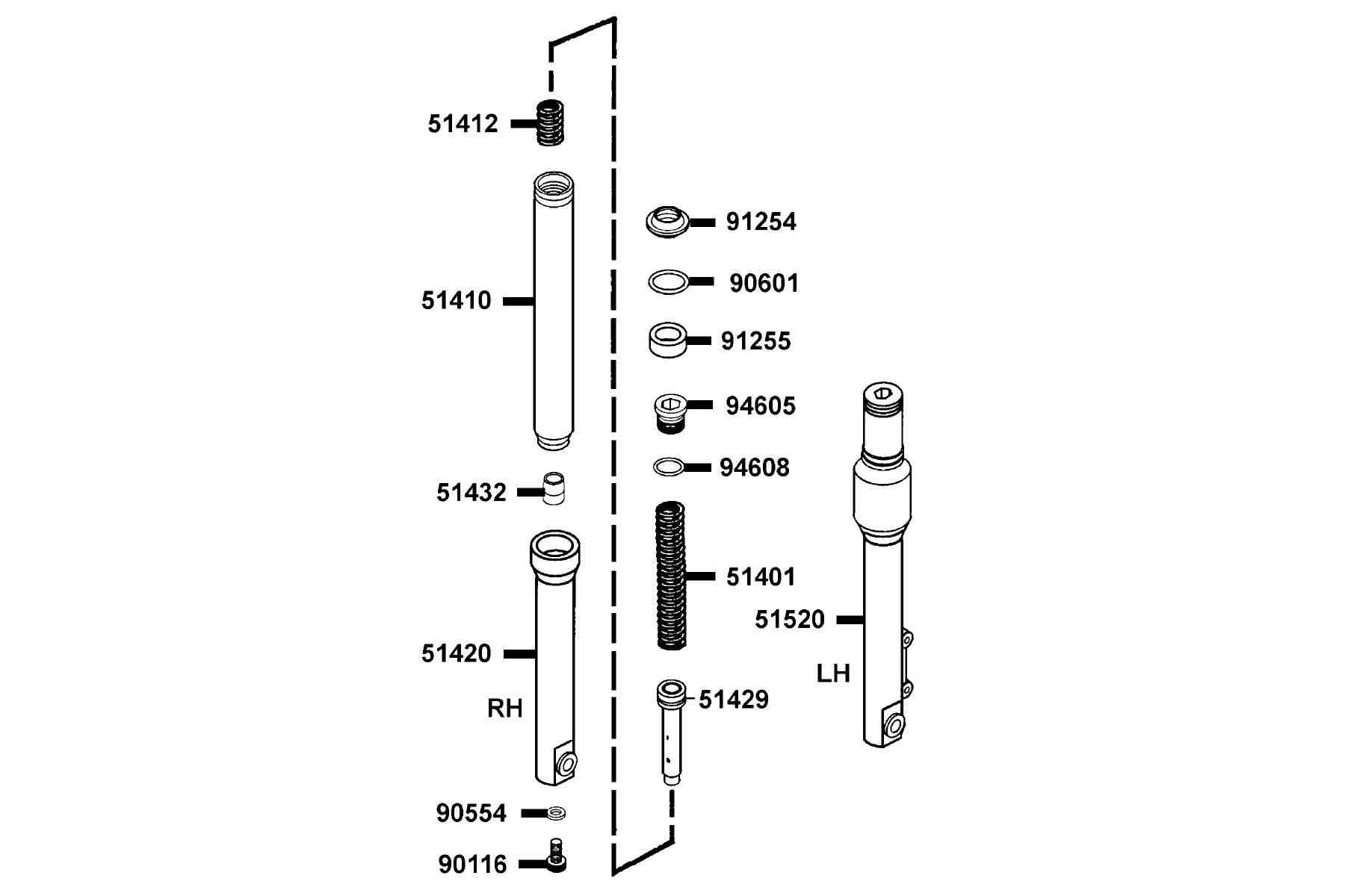 KYMCO PEOPLE 150 (2012+) Separated Parts Of Fr Fork parts diagram