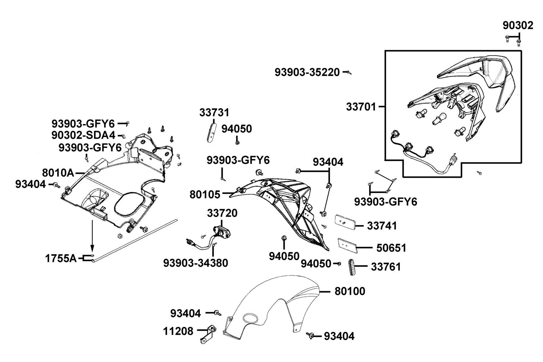 SUPER8 150X OFF-ROAD(2015~) Tail Light parts diagram
