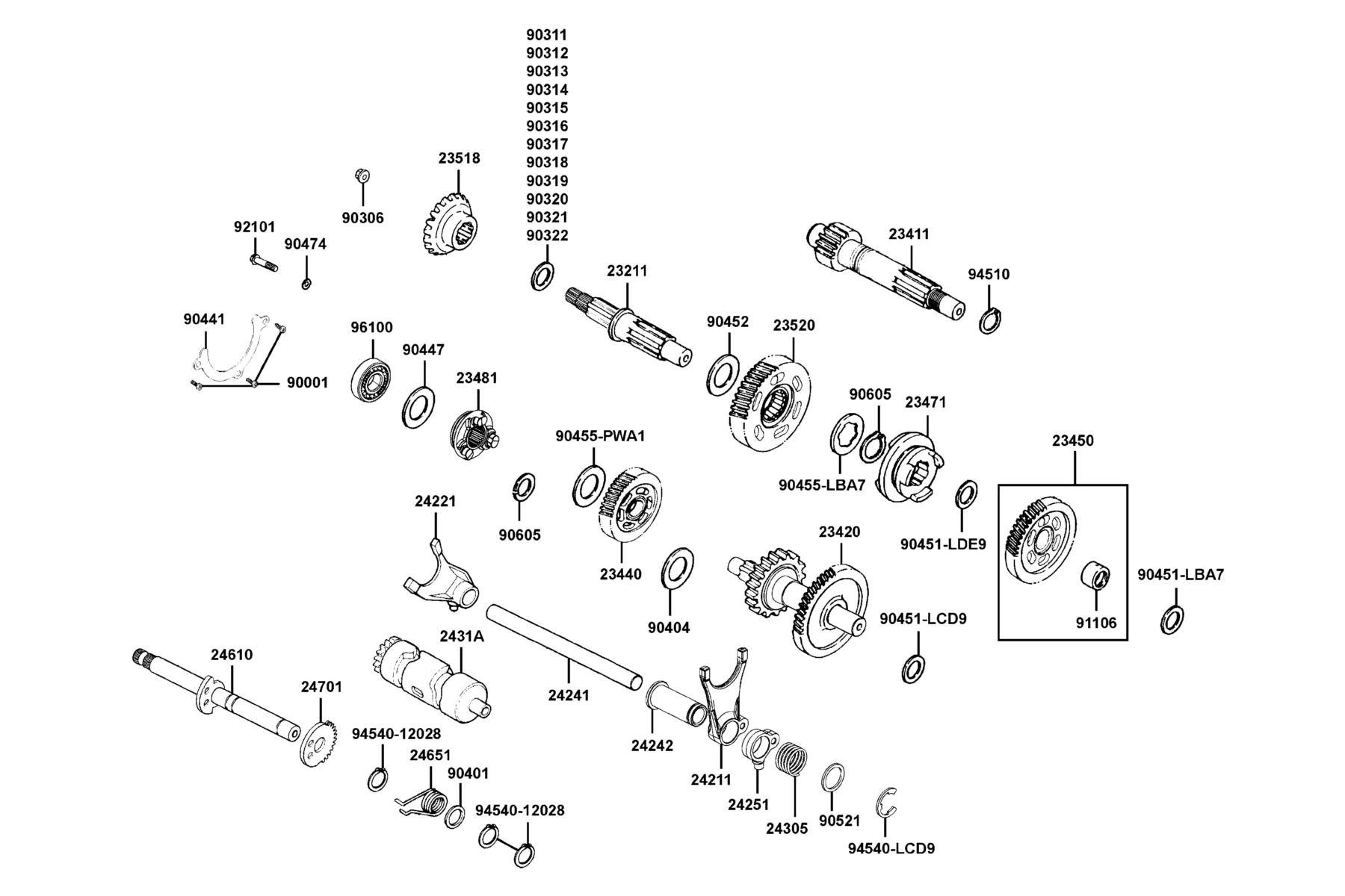 MXU 270 (2016~) Transmission parts diagram