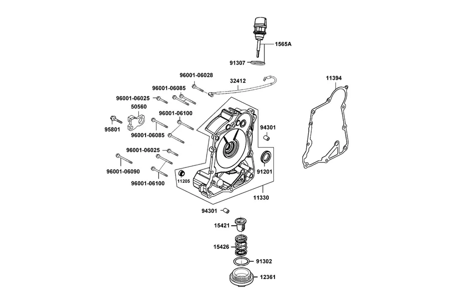 E04 Right Crankcase Cover parts diagram