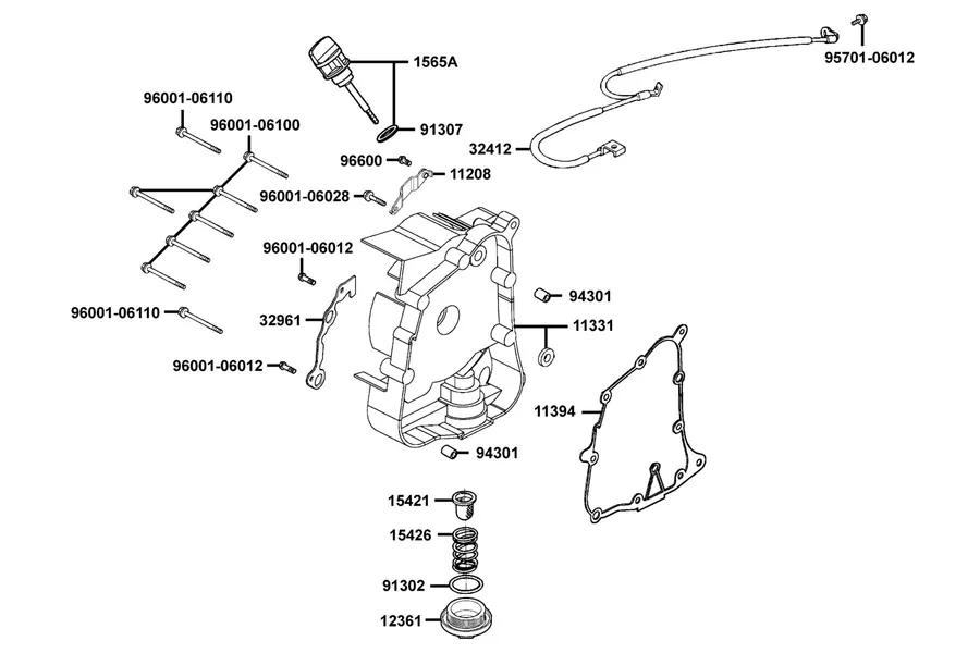 E04 Right Crankcase Cover parts diagram