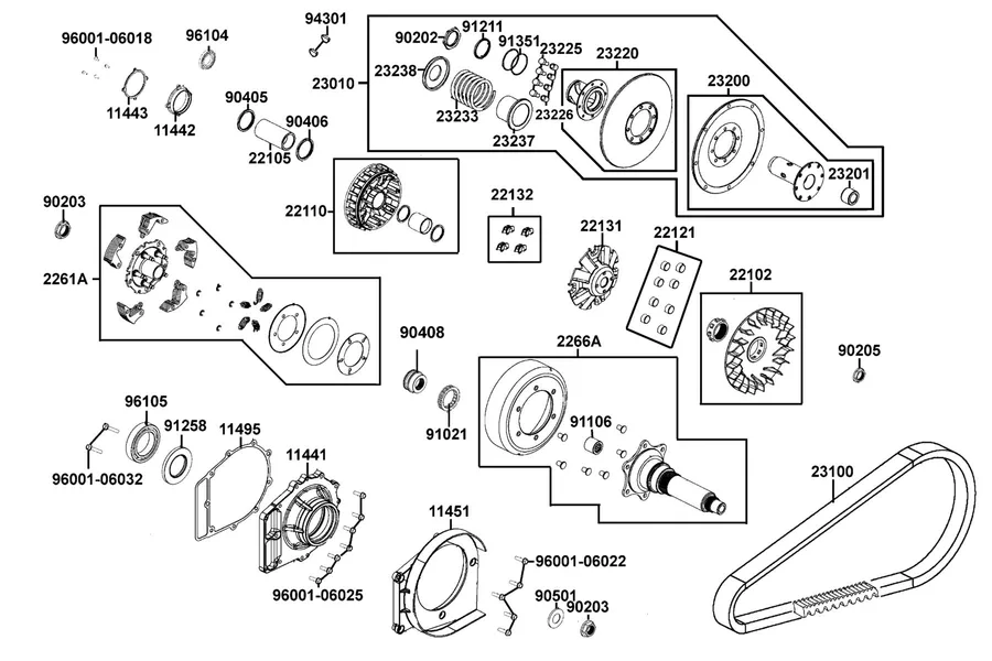 E05 Drive Pulley parts diagram