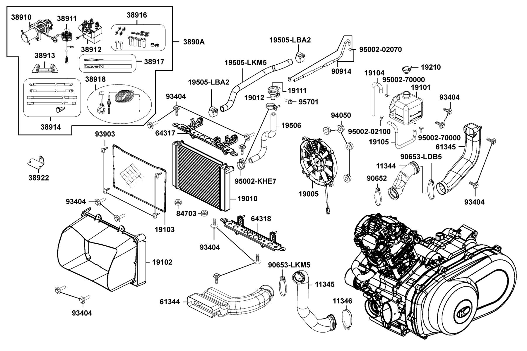 MXU 700i (2017~) Radiator parts diagram