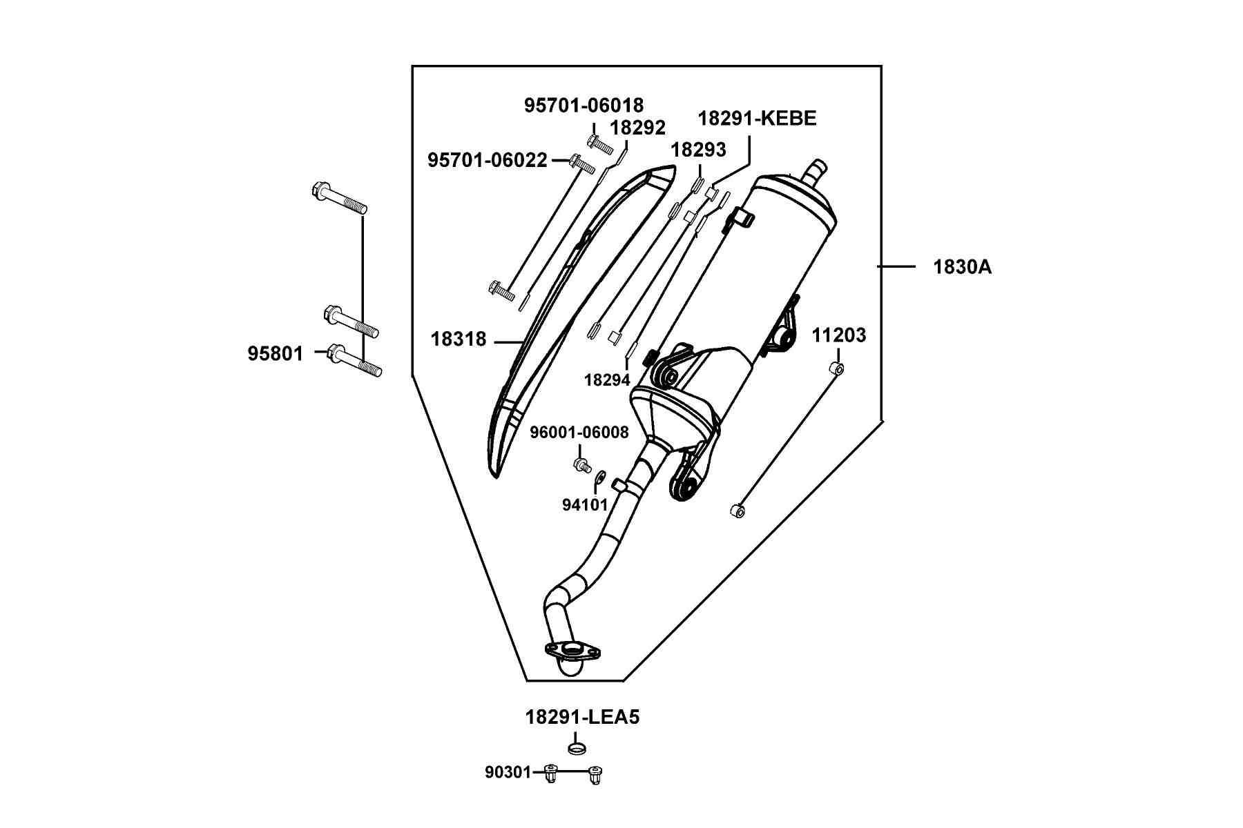 KYMCO MOVIE 150 (2013) Exhaust Muffler parts diagram
