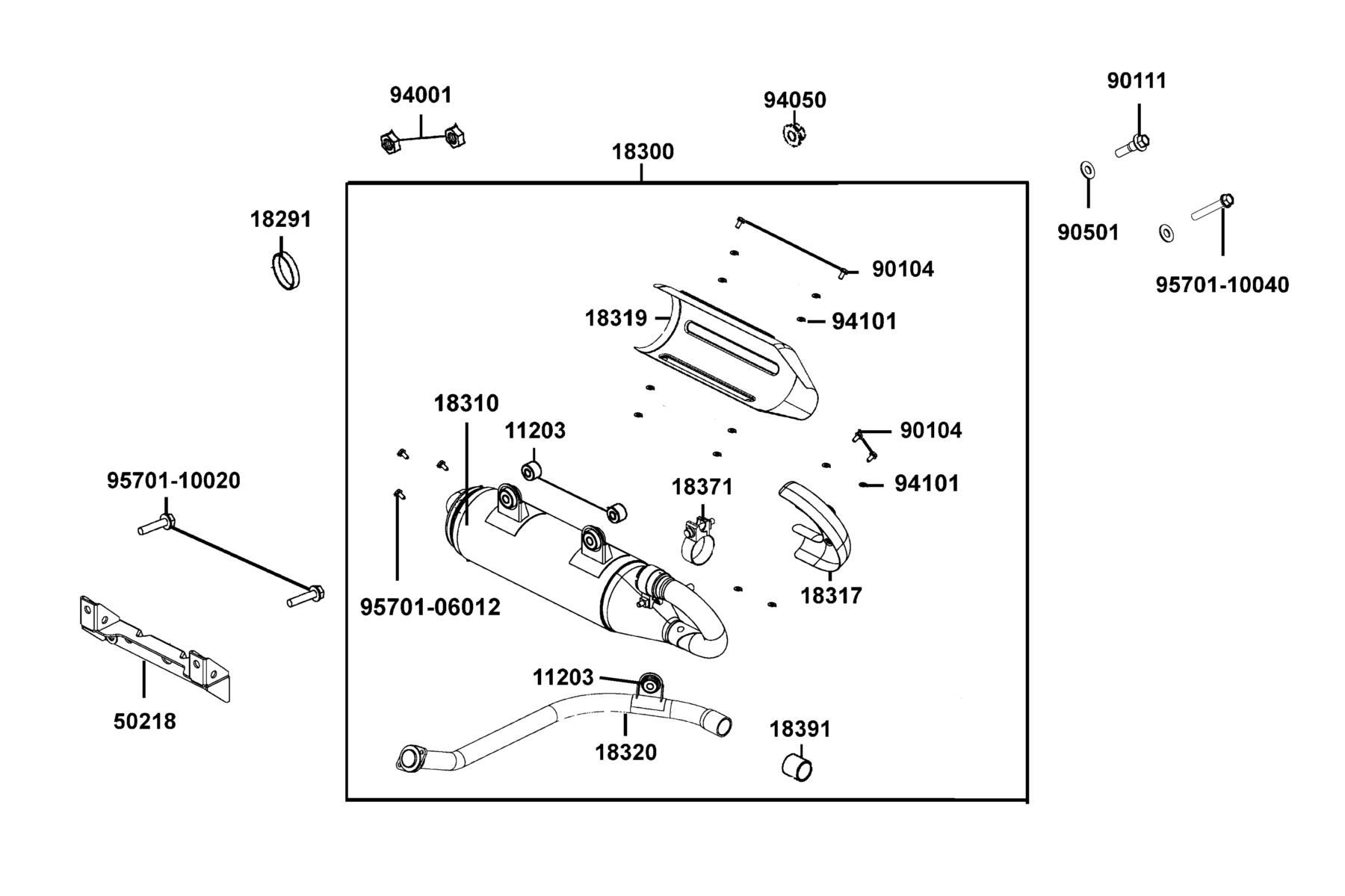 UXV 700i (2016~) Exhaust Muffler parts diagram