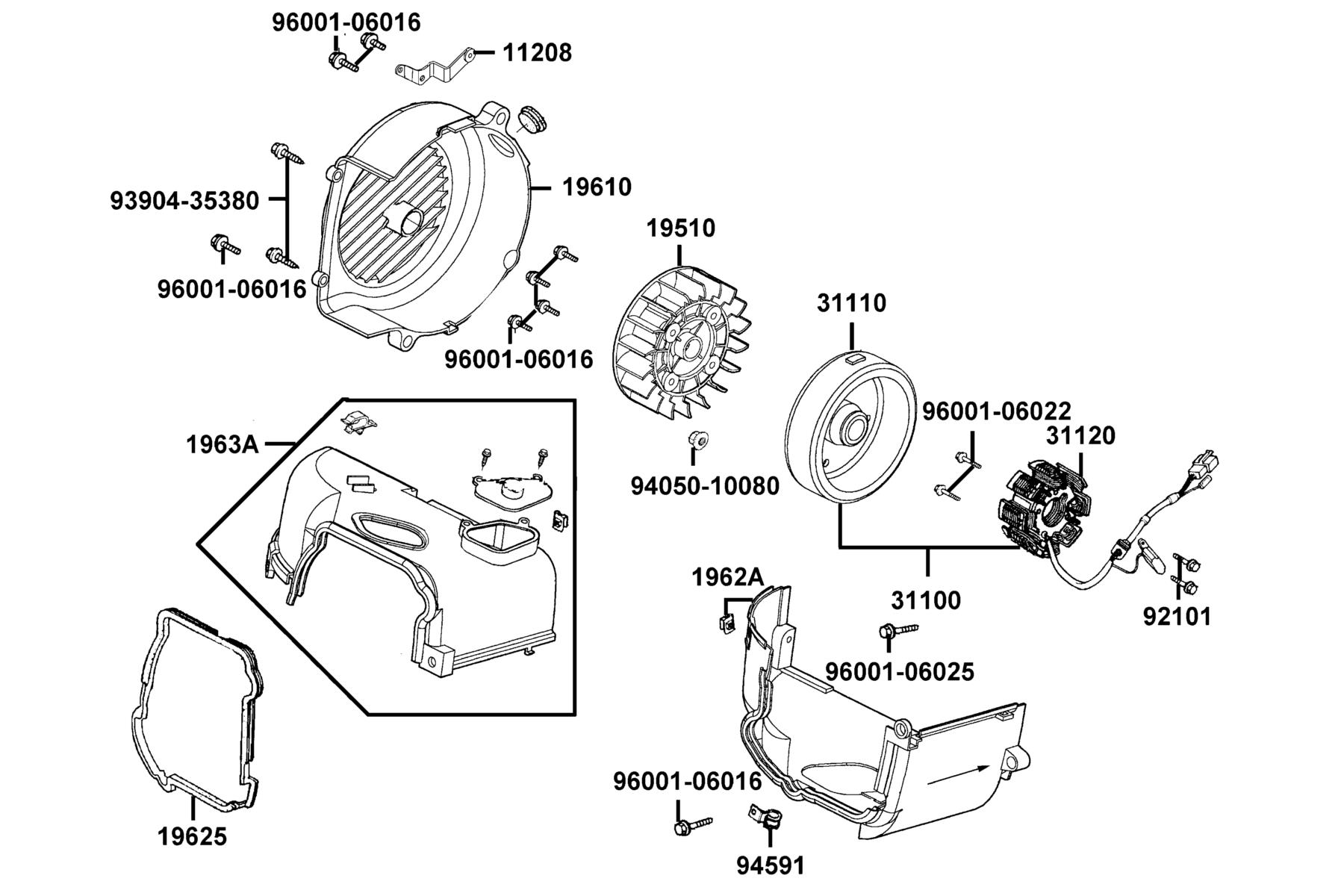 Agility 50(2020) Fan Cover ● Generator parts diagram
