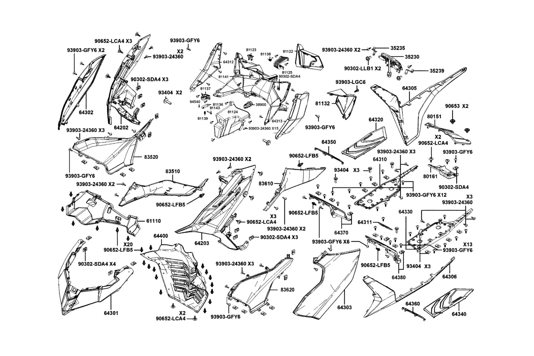 AK550 ST Front Cover●Floor Panel parts diagram