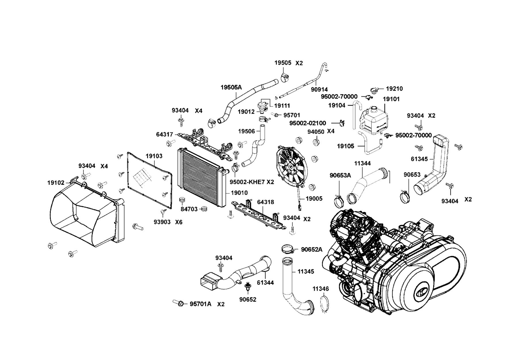 MXU 700i (2022) Radiator parts diagram