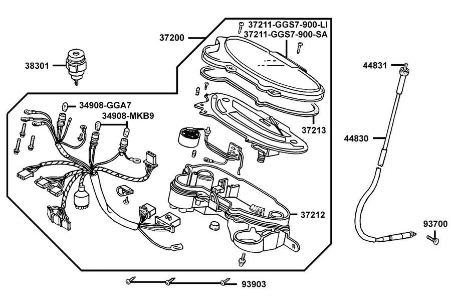F02 Speedometer parts diagram