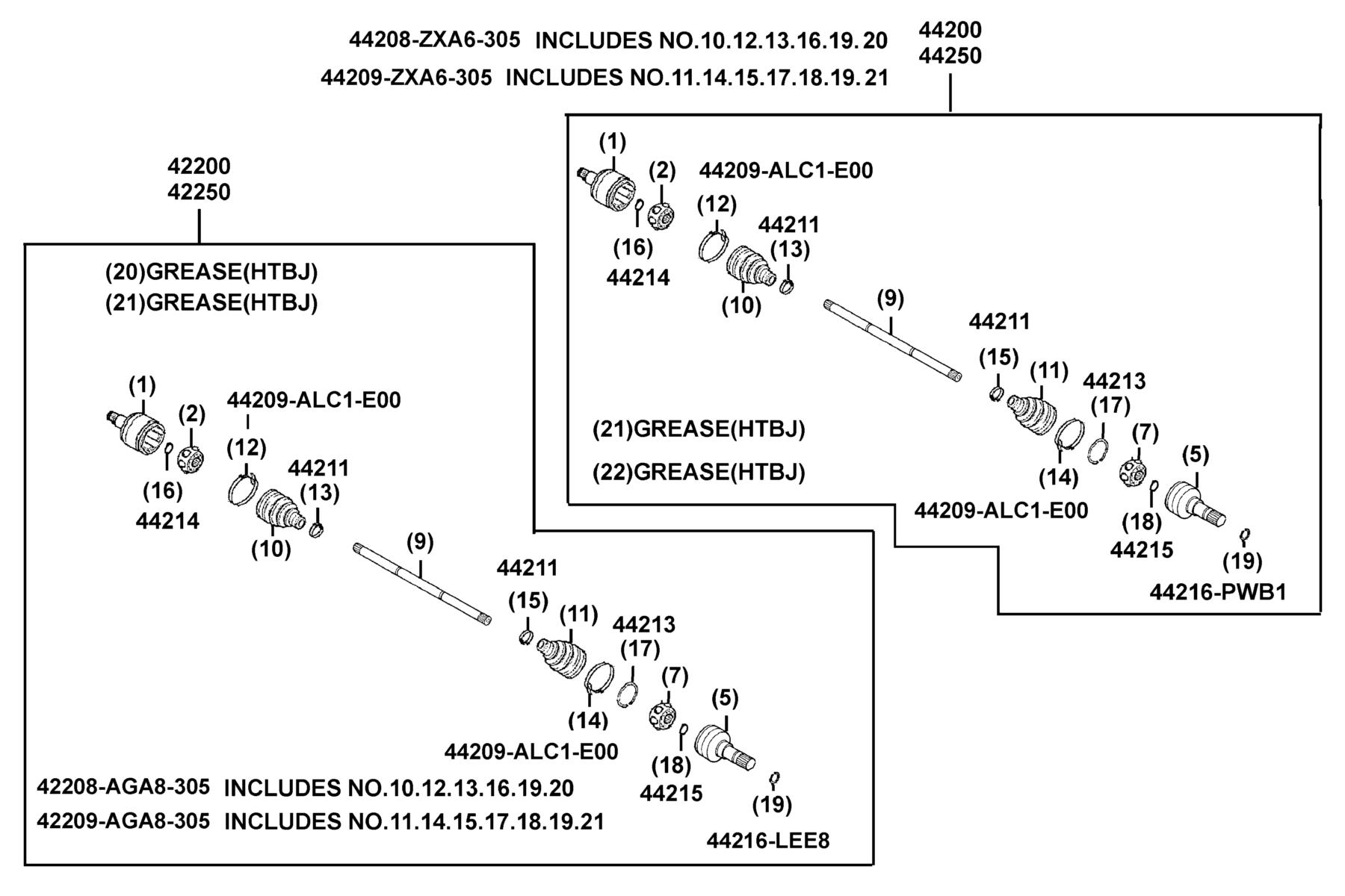 MXU 700i LE Separated Parts Of CVJ parts diagram