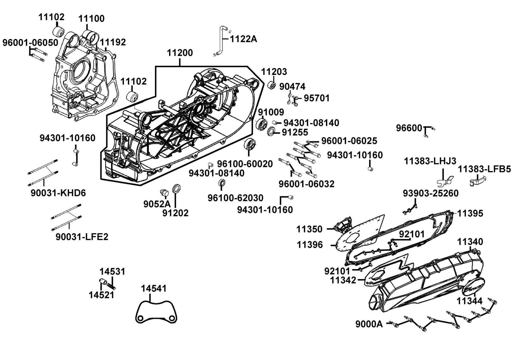 Like 150 Noodoe(2020) Crank Case parts diagram