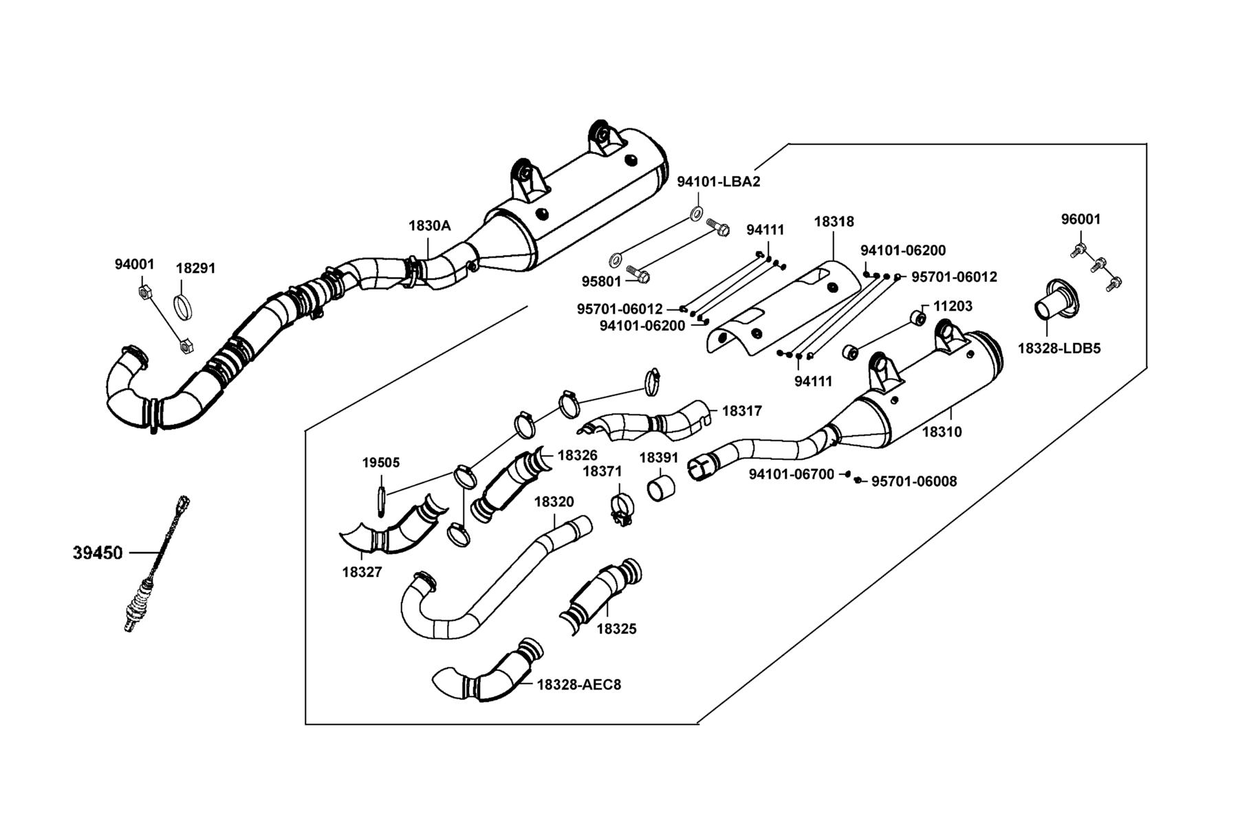 MXU 700i (2017~) Exhaust Muffler parts diagram