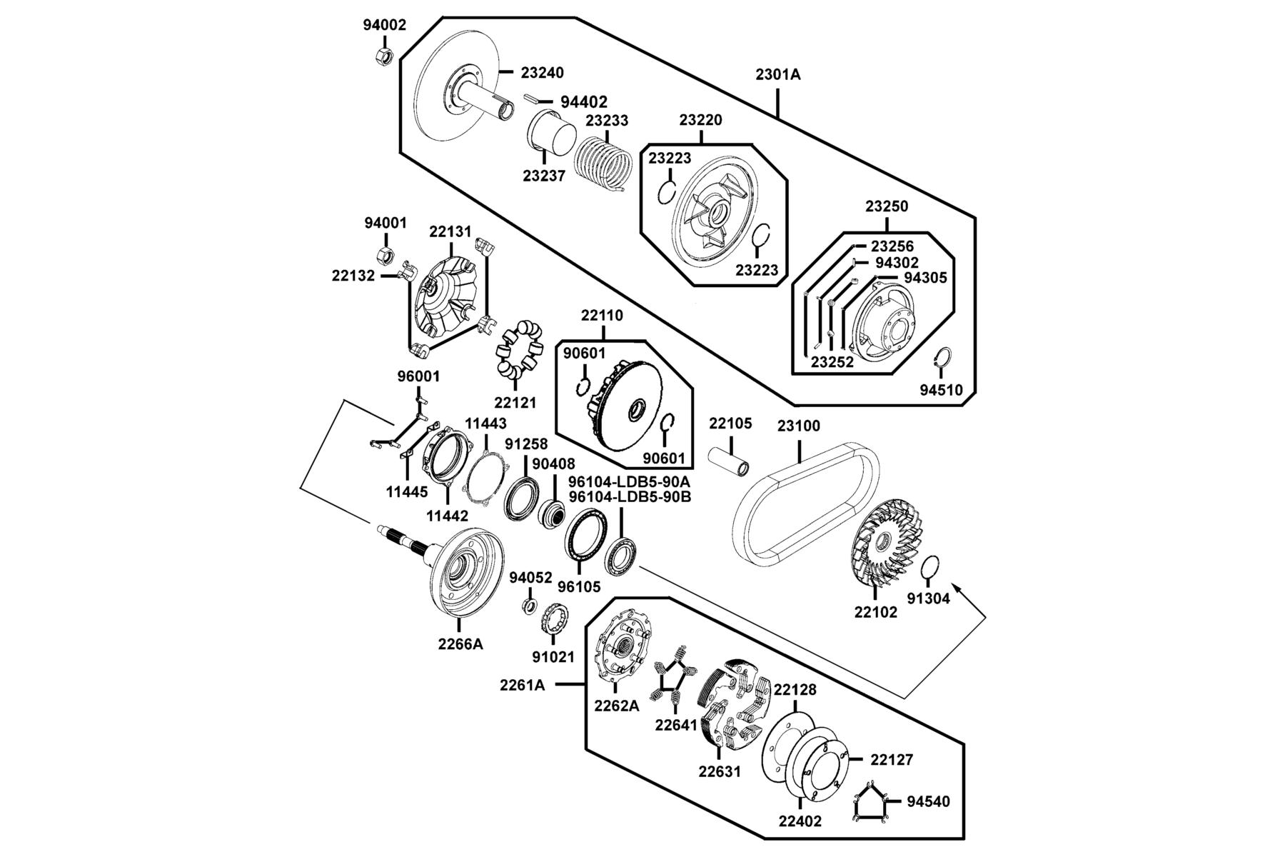 MXU 450i LE(2018) Drive Pulley parts diagram