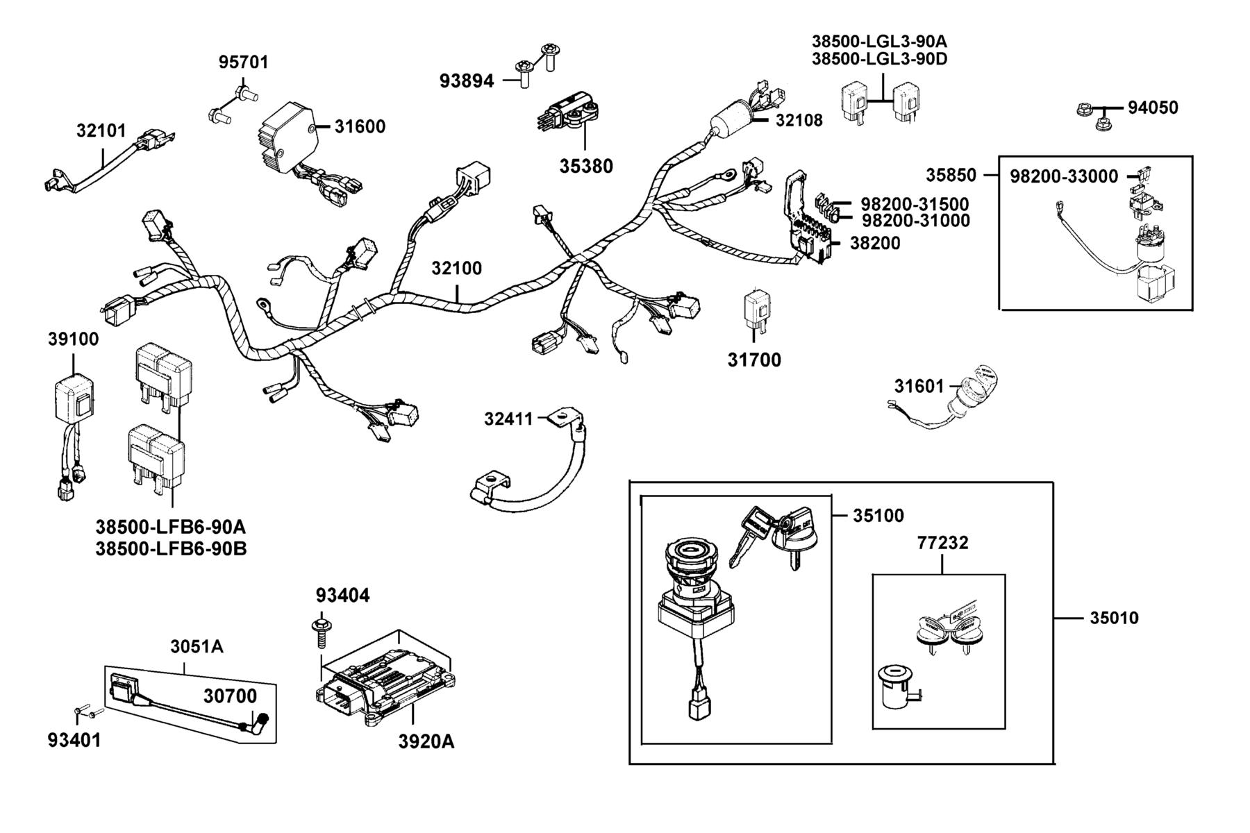 KYMCO MXU 500i Harness Wire parts diagram