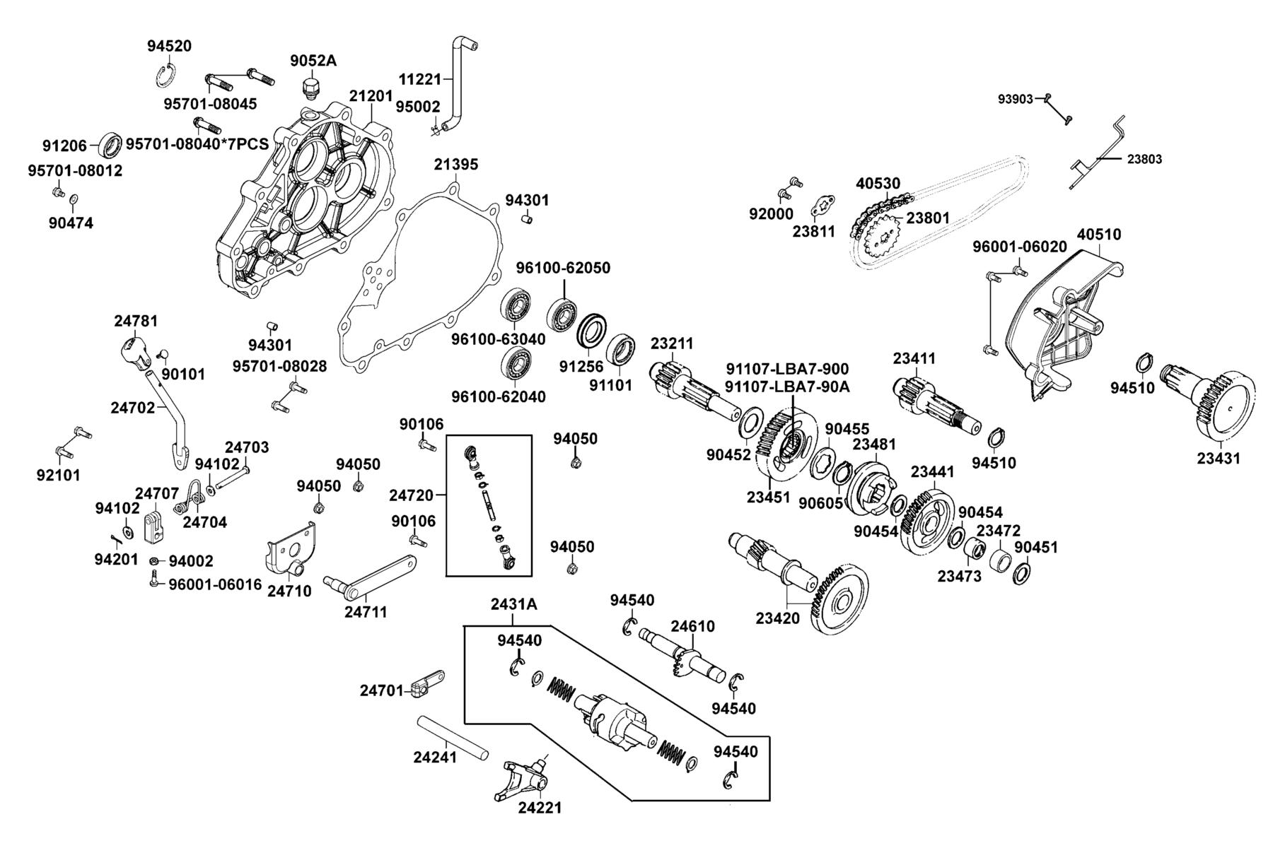 KYMCO MONGOOSE 250 Transmission parts diagram