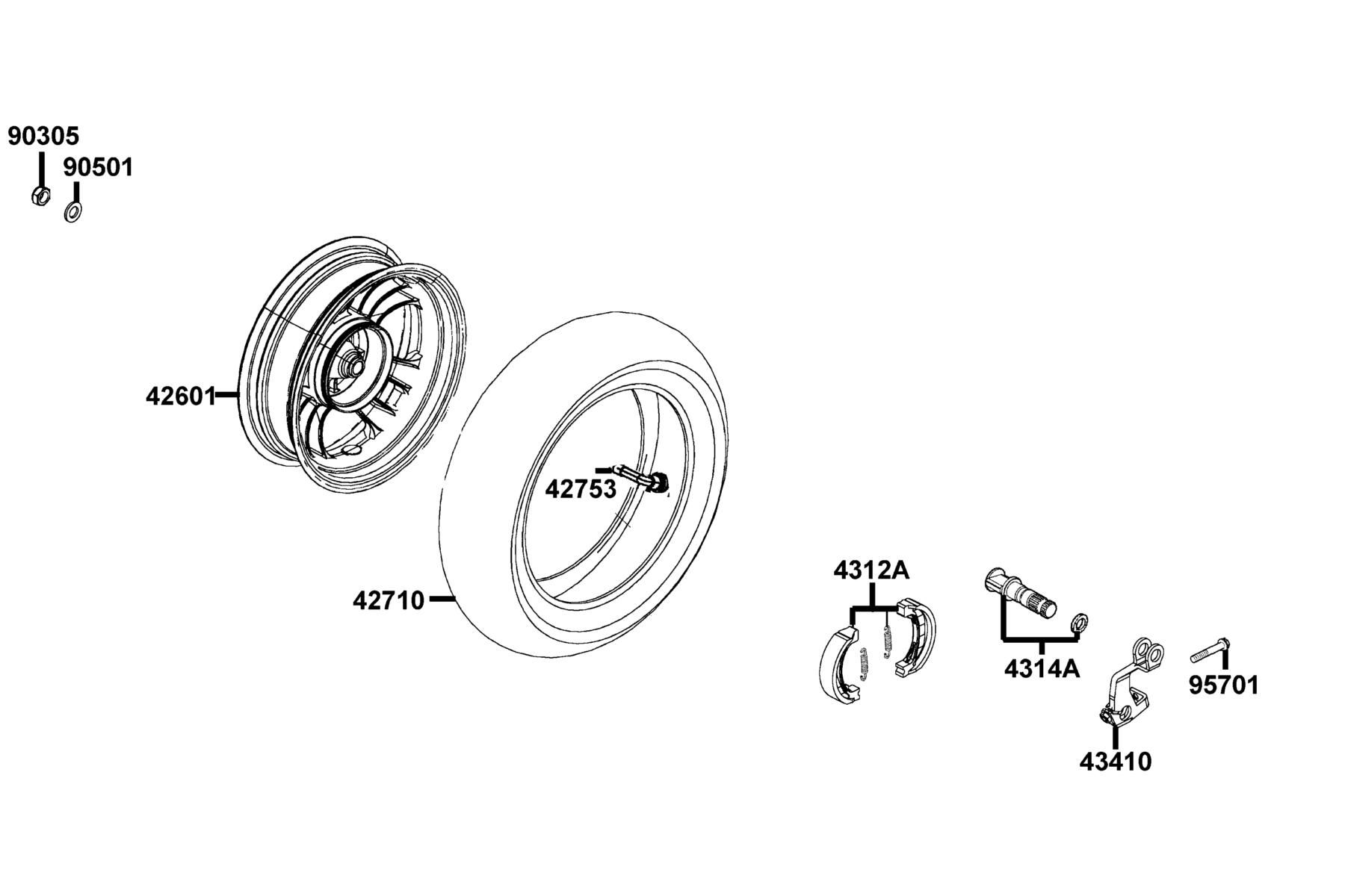 LIKE 50(2013~) Rear Wheel parts diagram