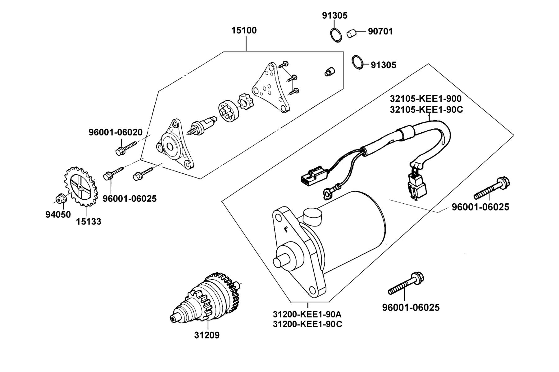 Mongoose 70s(2019) Starting Motor●Oil Pump parts diagram