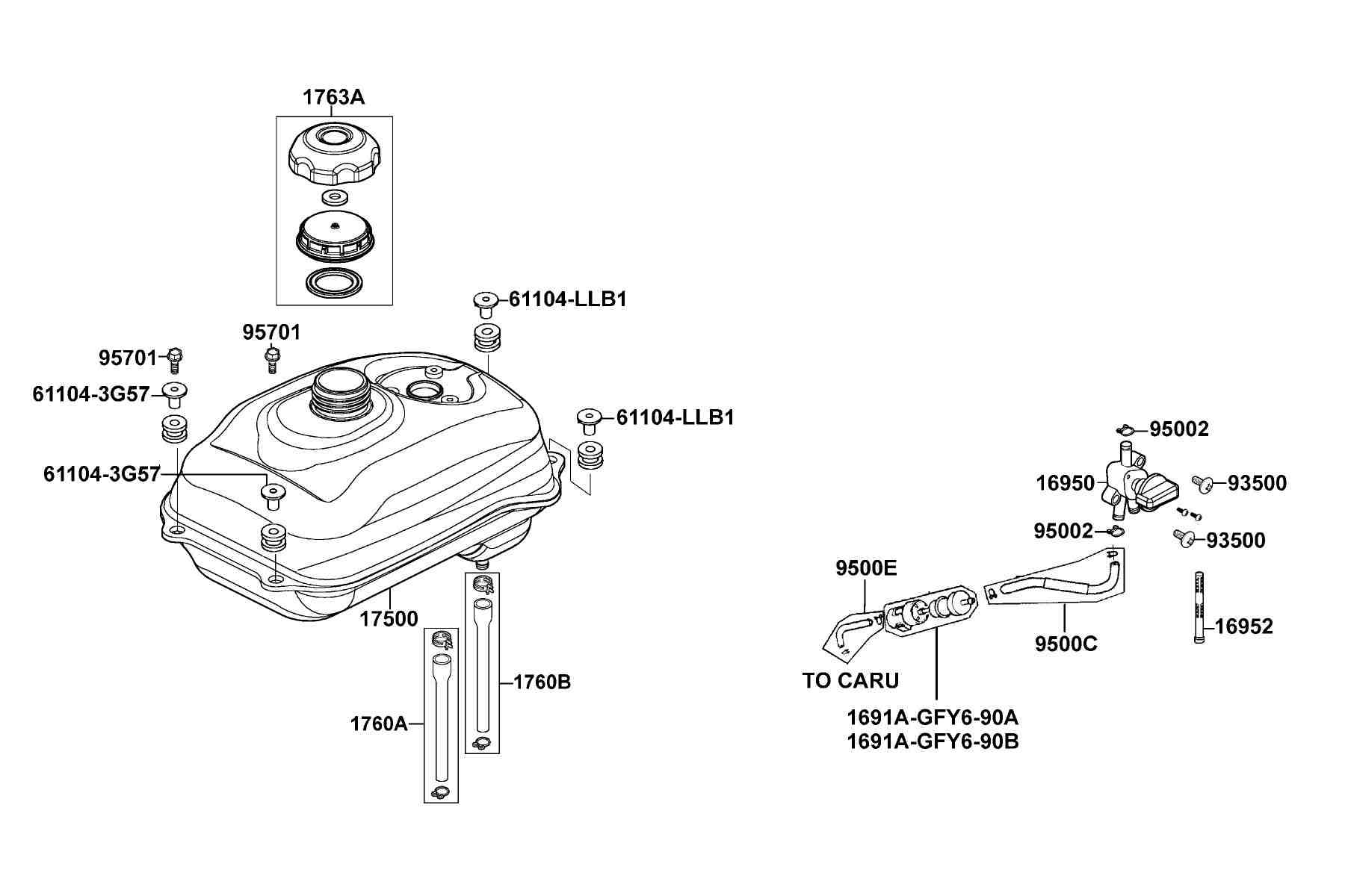 KYMCO Mxer 150 (2002) Fuel Tank parts diagram
