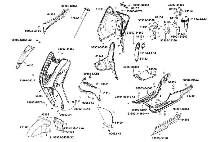 F05 "Front Cover , Front Fender" parts diagram