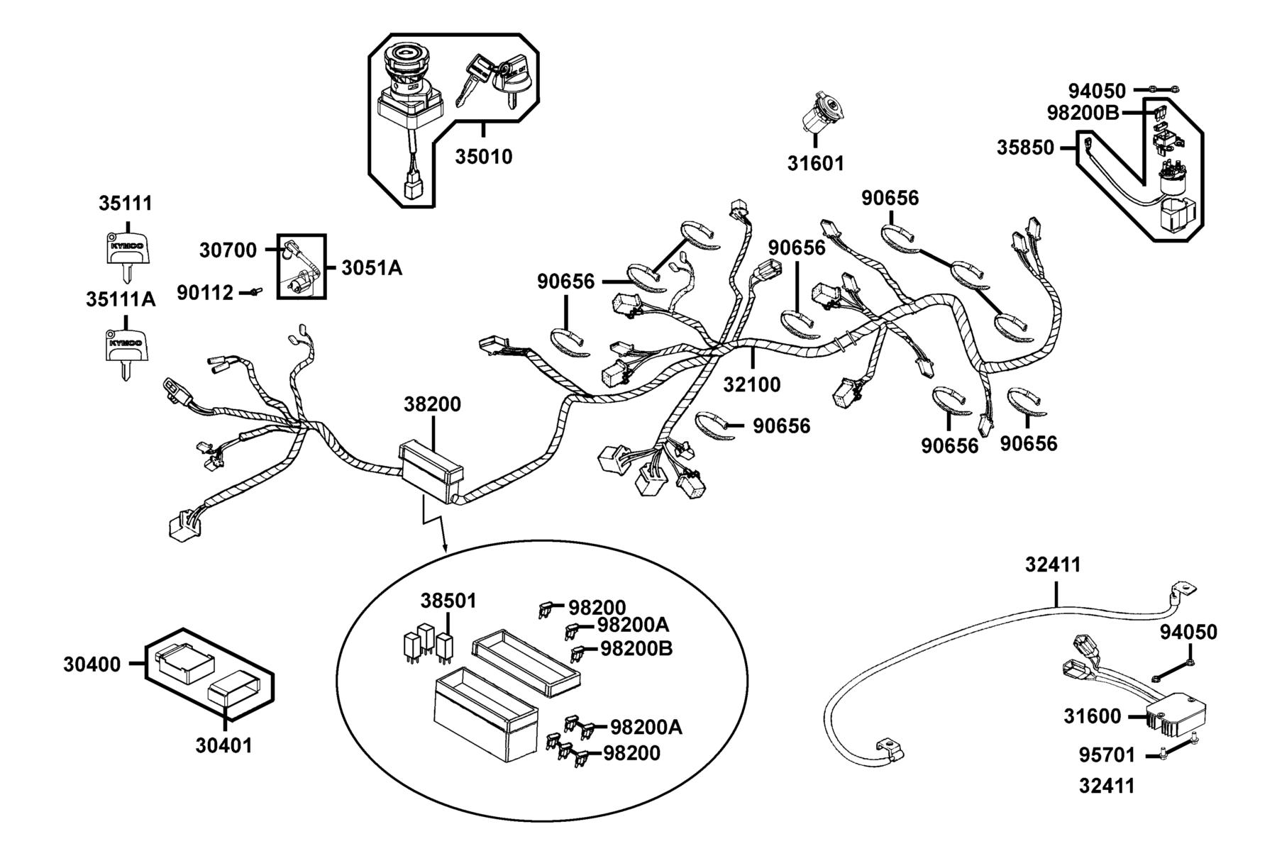 KYMCO MXU 375 LE 2010 - 2011 Harness Wire parts diagram