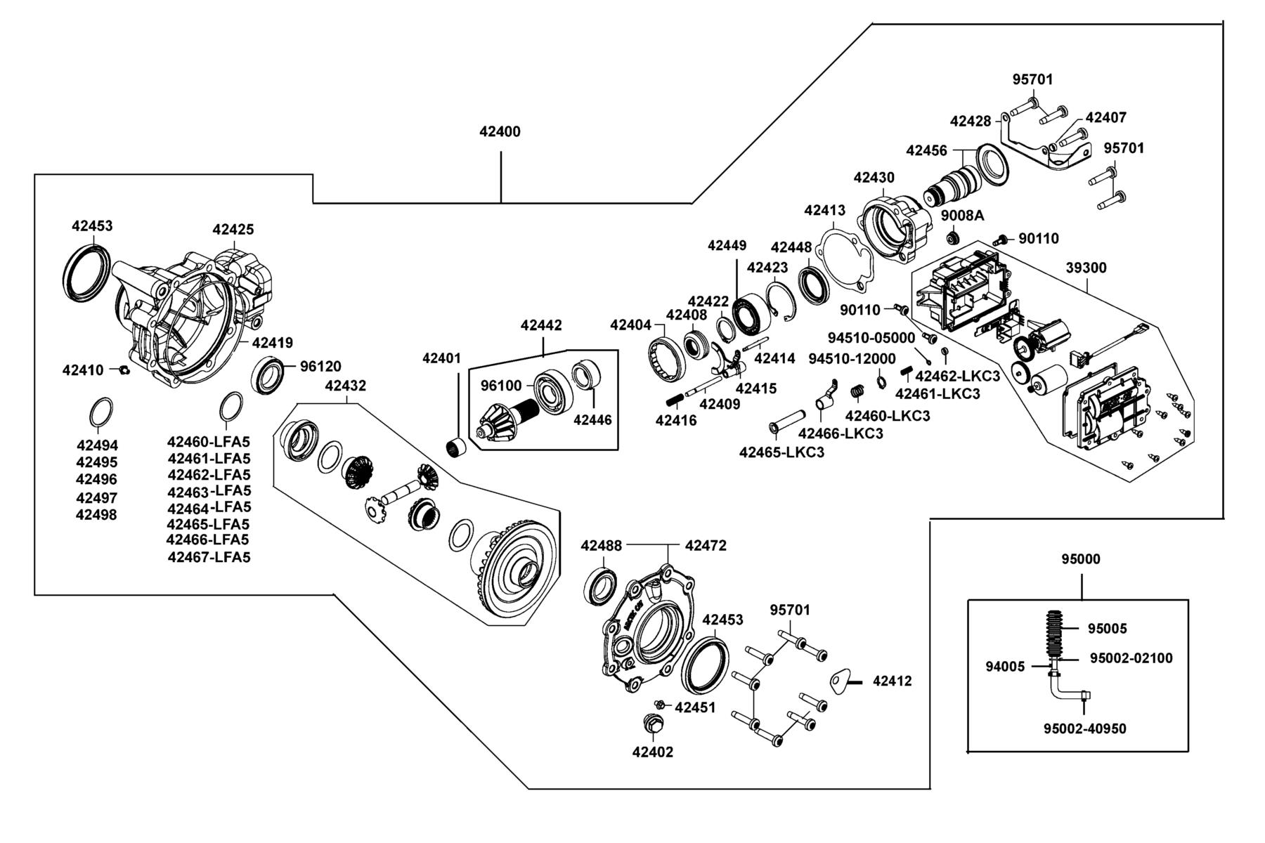 UXV 450i Platform 2023MY Gear Case Front parts diagram