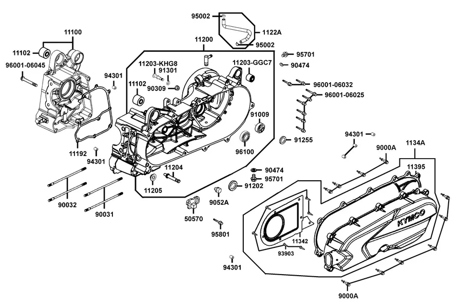 E01 Crank Case parts diagram