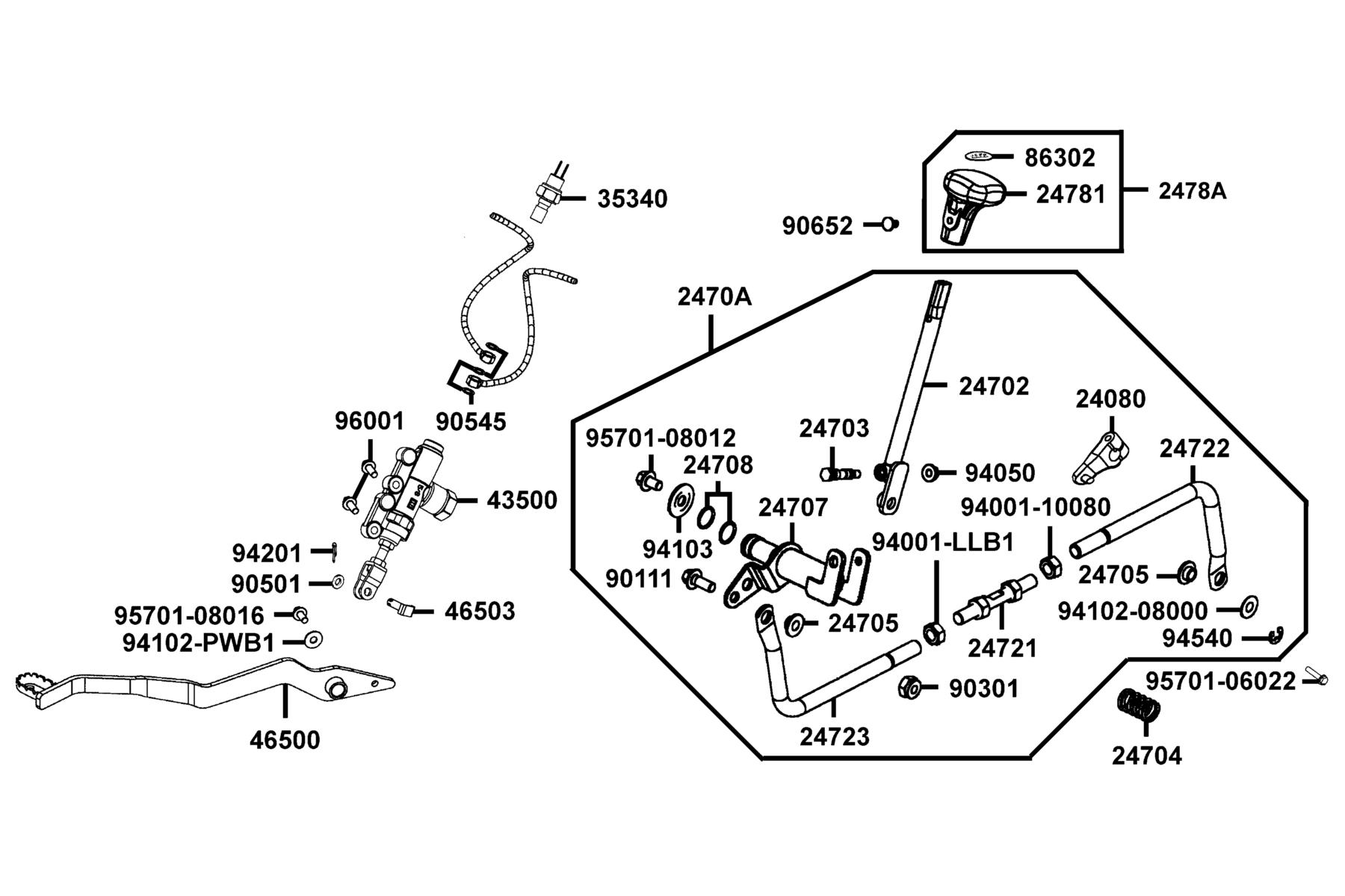 MAXXER 450I Fwd / Rev Shift Assy ● Master Cylinder Rear parts diagram