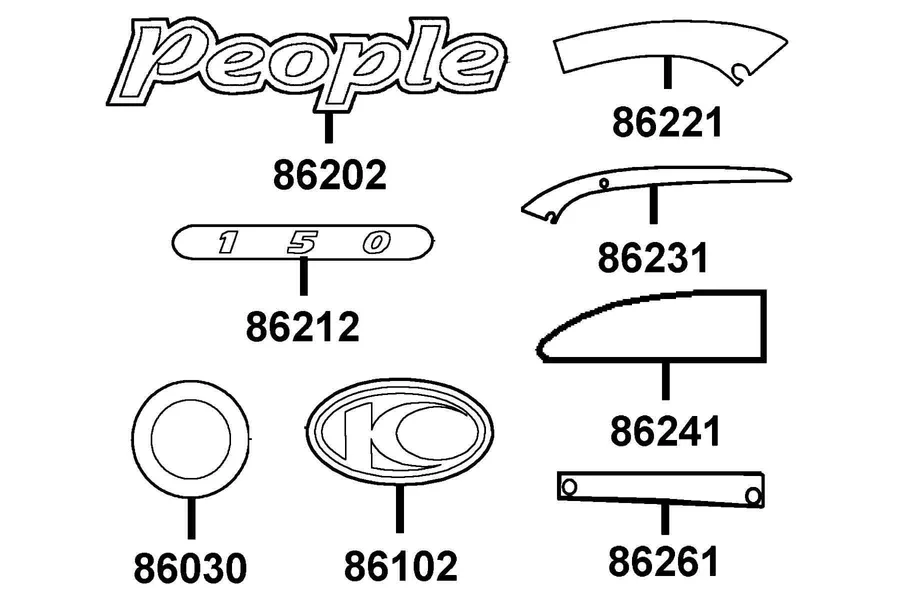 F24 Emblem and Stripe parts diagram