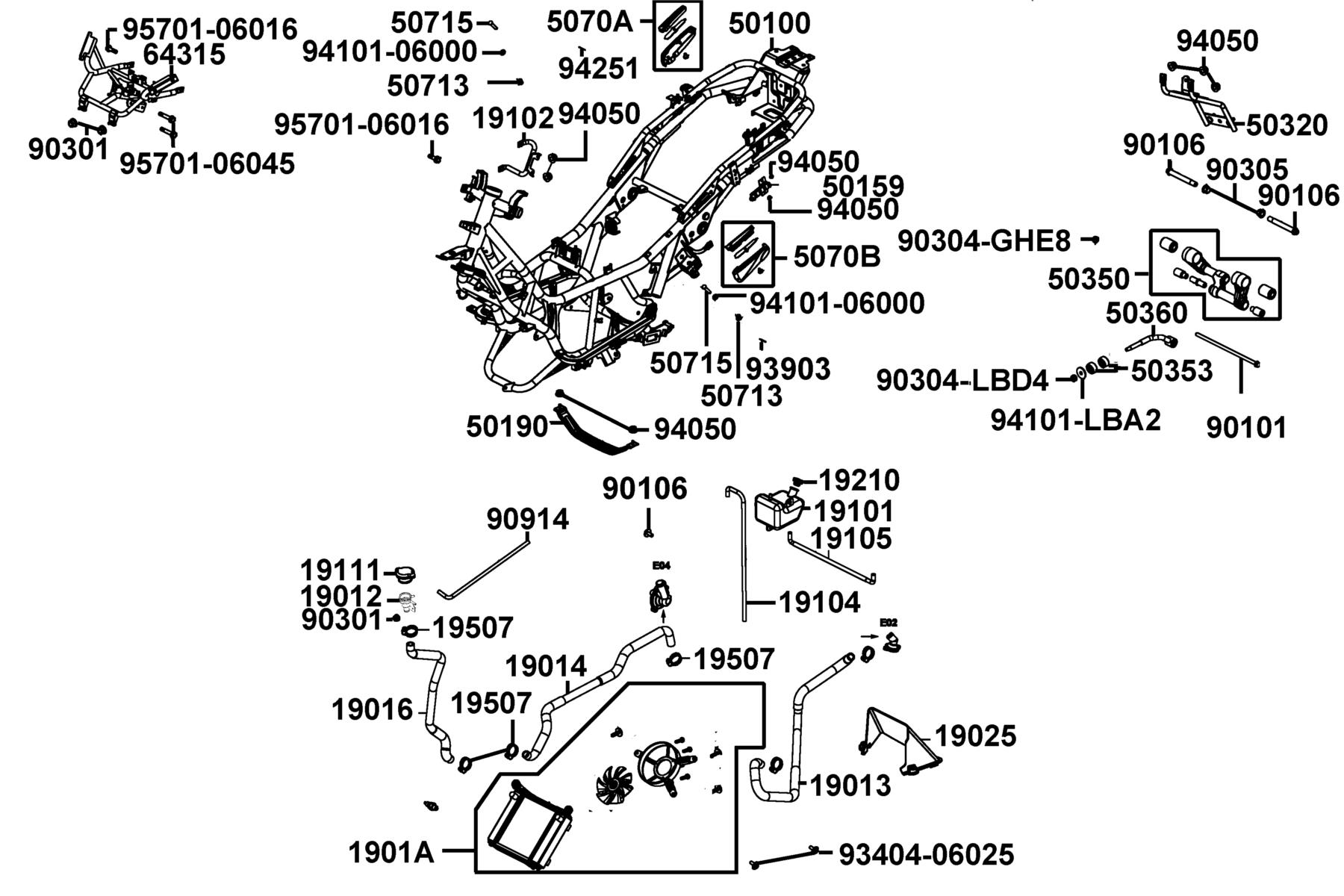 X-Town 300i ABS (2021) Frame Body parts diagram