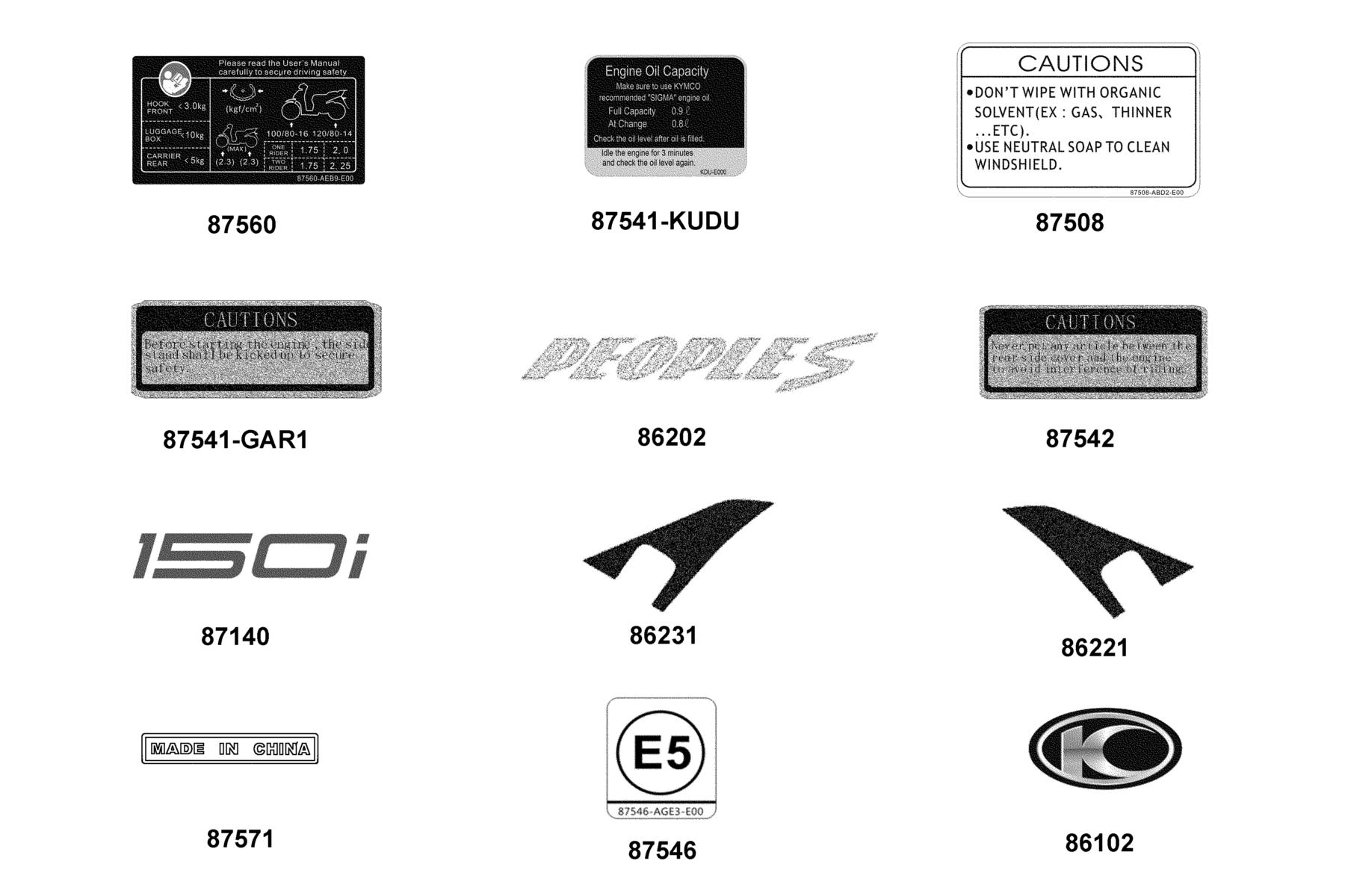 People S 150i ABS MY2026 Emblem ● Stripe parts diagram