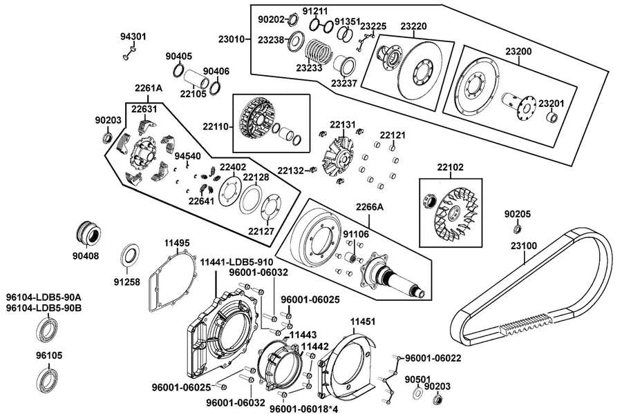 E05 Drive Pulley parts diagram