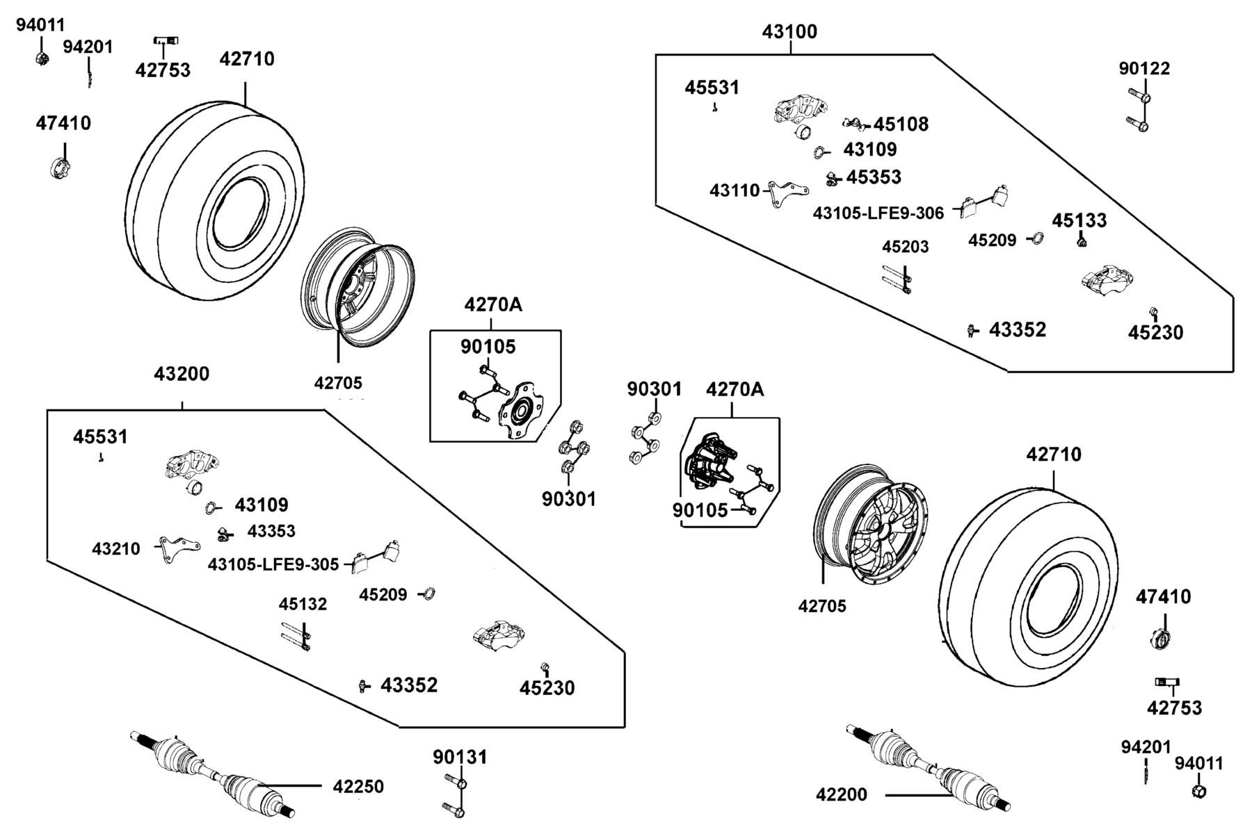 MXU 500i(4X4/IRS) (2017~) Rear Wheel parts diagram