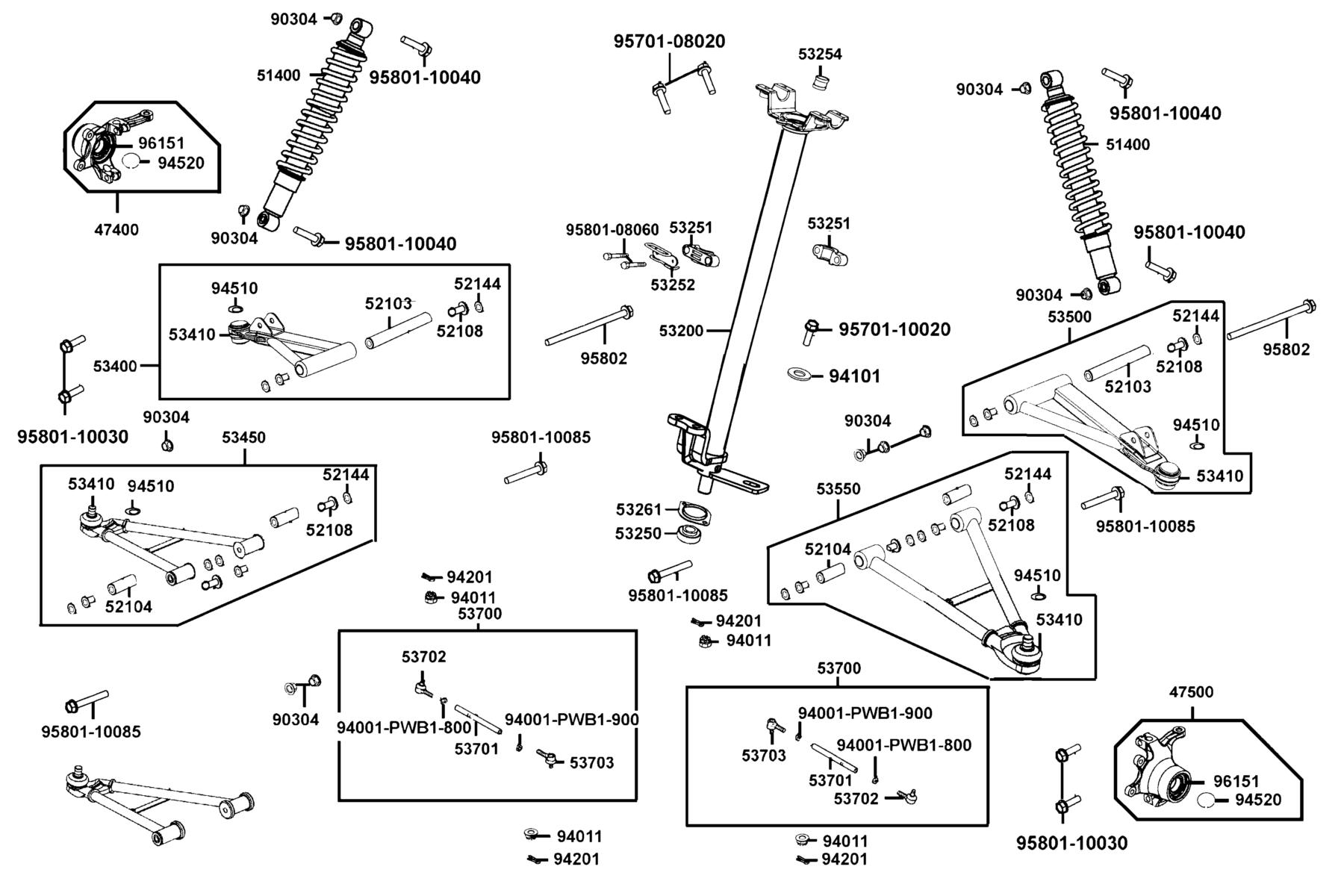 KYMCO MXU 500I (2011-2012) Stem Steering parts diagram