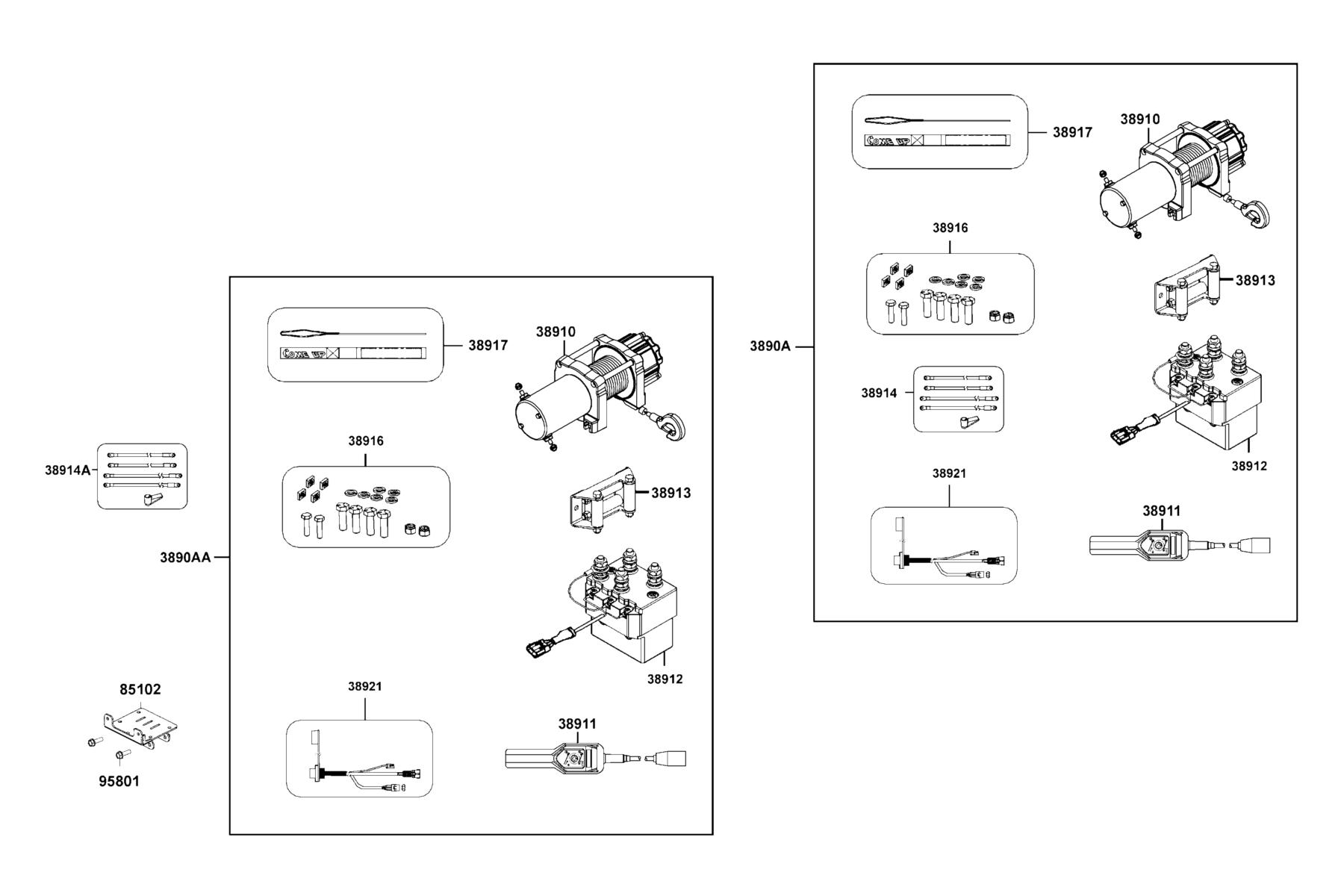 UXV 450i LE (2016~) Assy Winch parts diagram