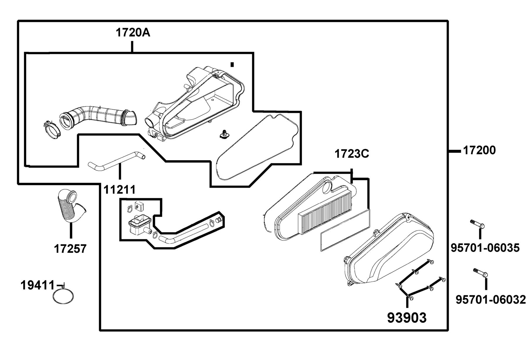 Agility 50 MY2025 Air Cleaner parts diagram