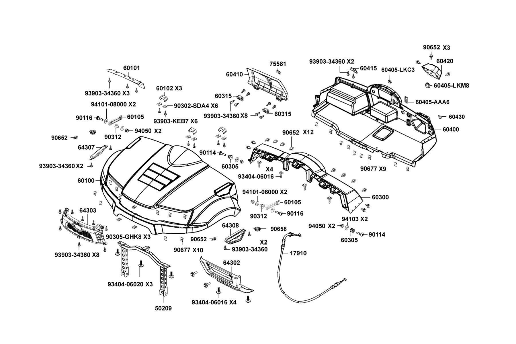 UXV 700(2021) Fender Fr parts diagram