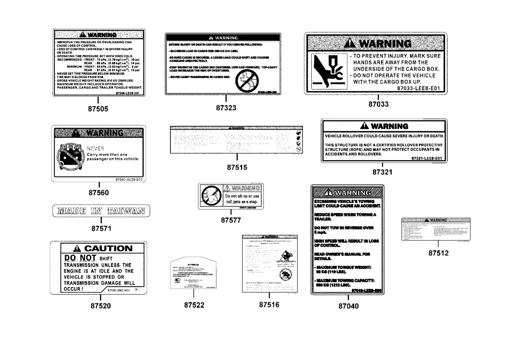 UXV 450i MY2024 Caution Label parts diagram