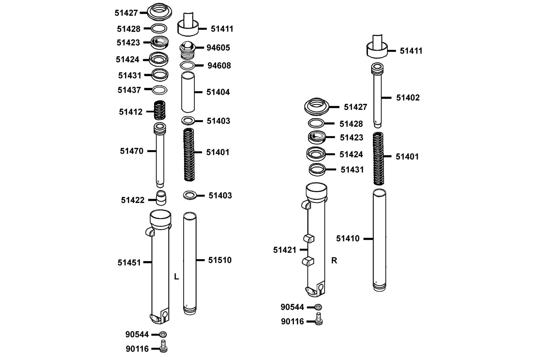 KYMCO MYROAD 700i (2014) Separated Parts Of Fr Fork parts diagram
