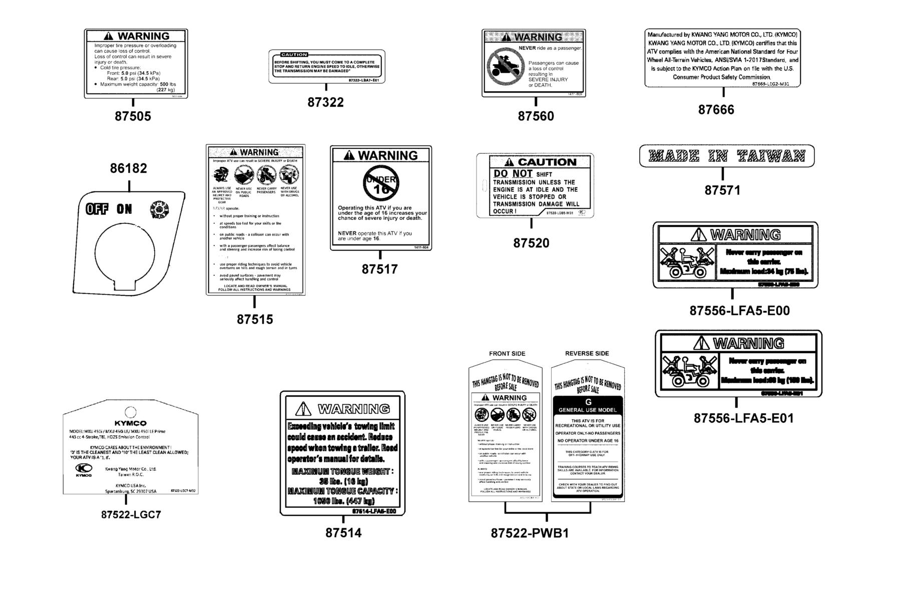 MXU 450i LE(2019) Caution Label parts diagram