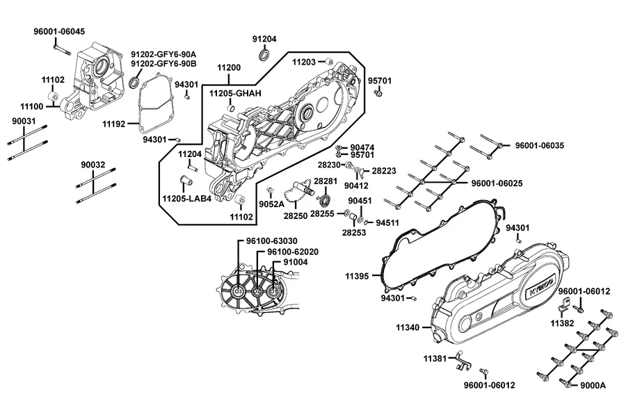 E01 Crank Case parts diagram