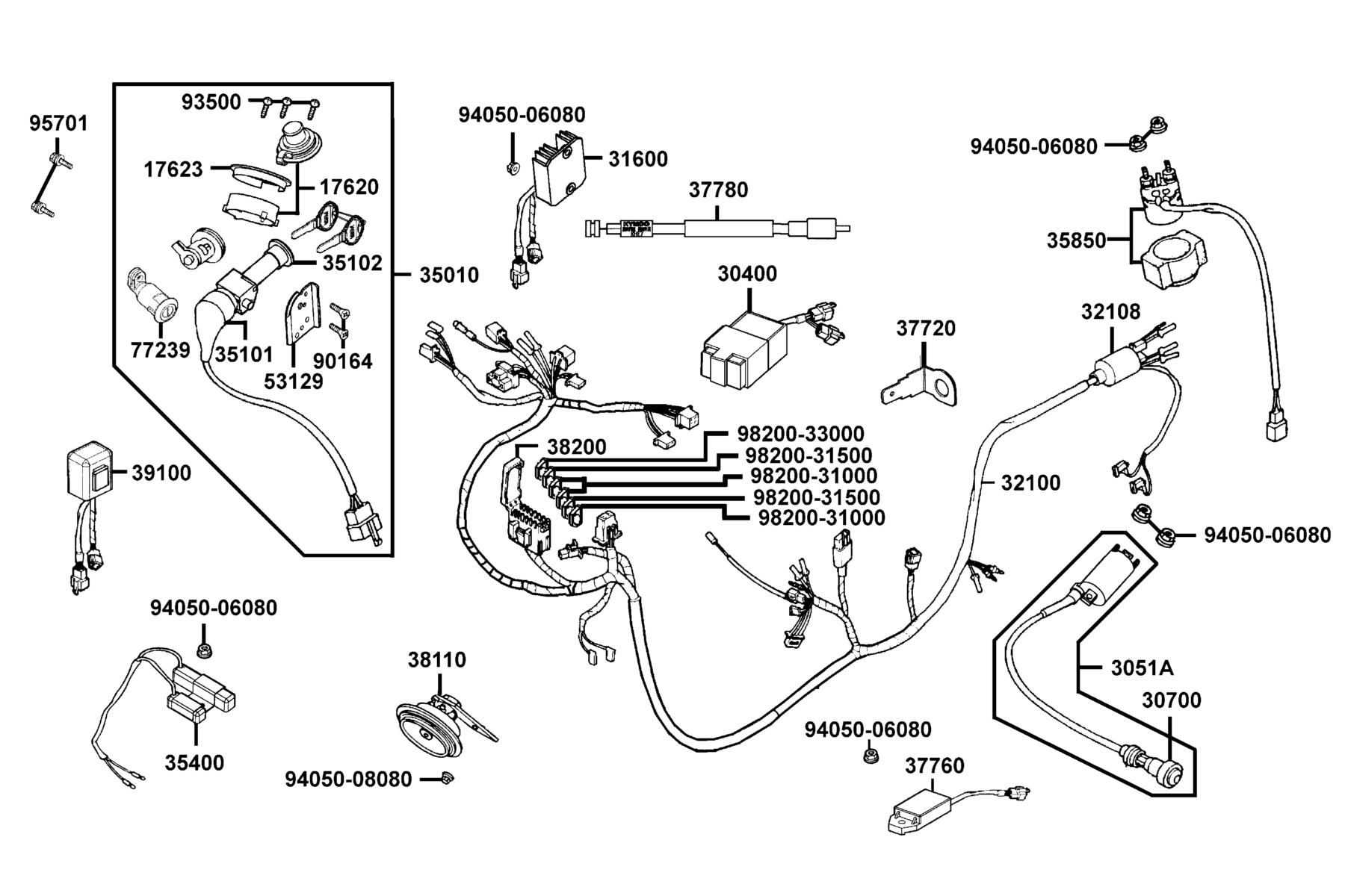 KYMCO B&W 250 (2008) Wire Harness parts diagram
