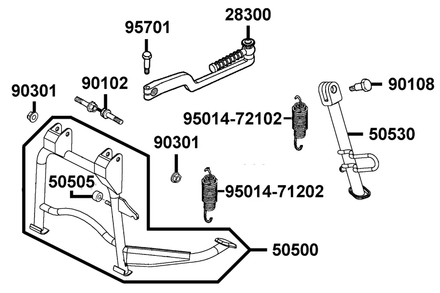F15 Stand and Kick Starter Arm parts diagram