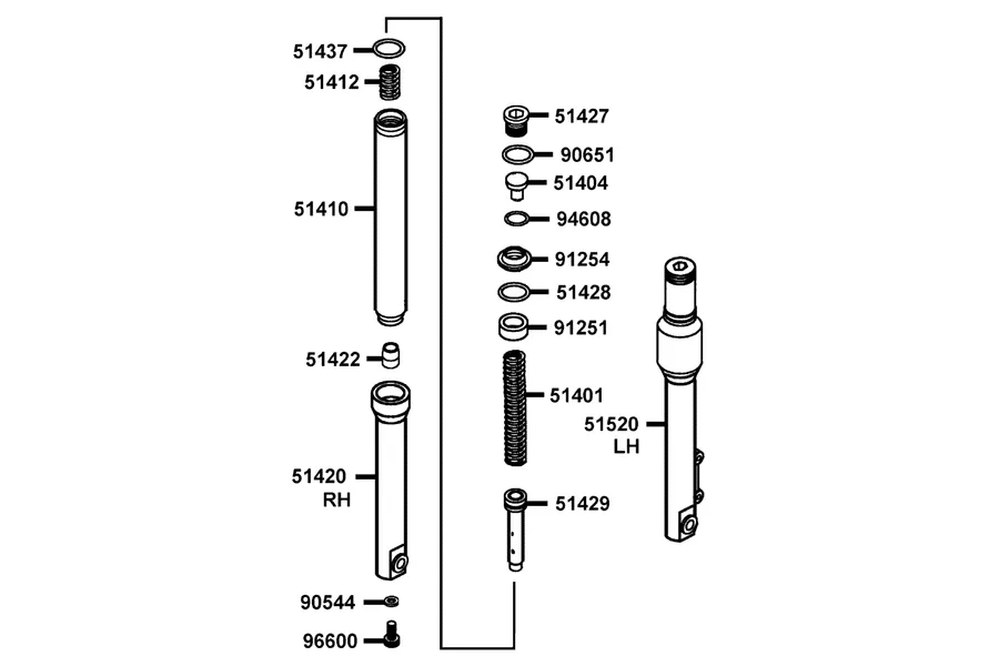 F22 Separated Parts Of Fr Fork parts diagram